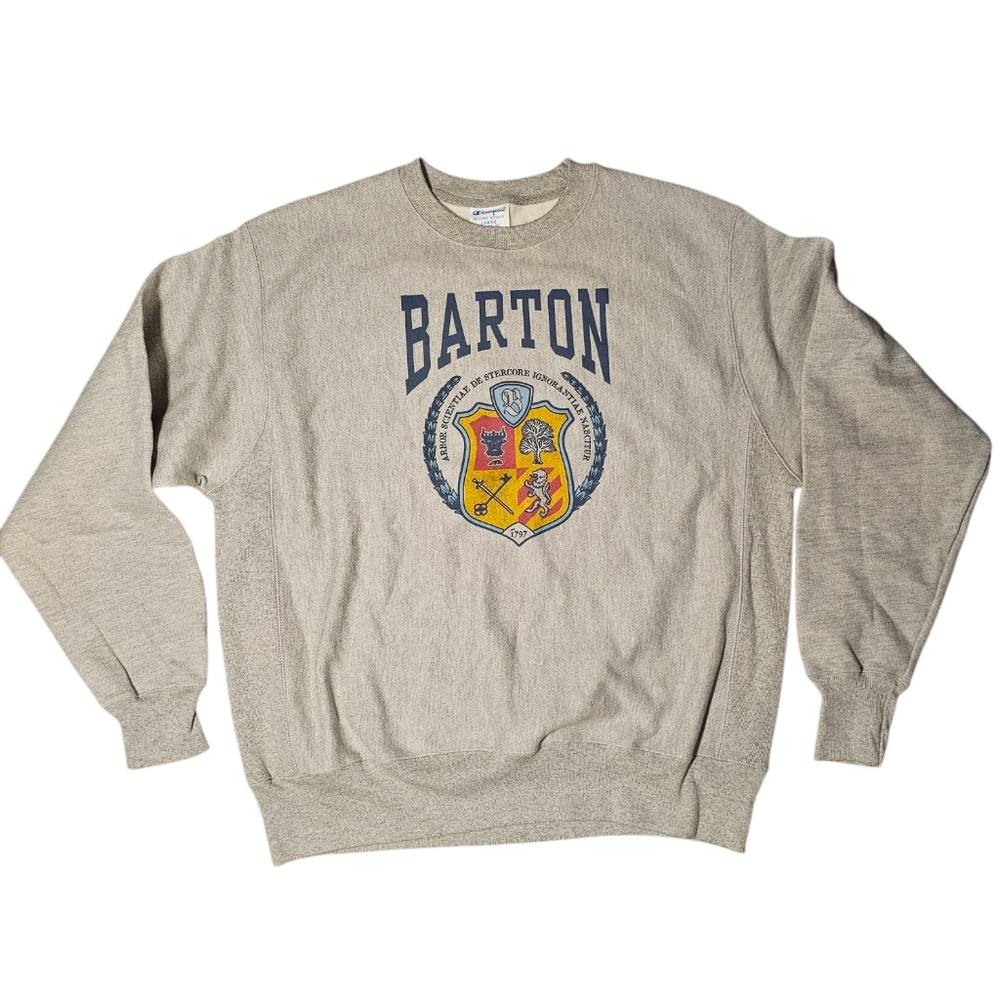 Champion Barton Sweatshirt Reverse Weave Gray L College Crest Logo